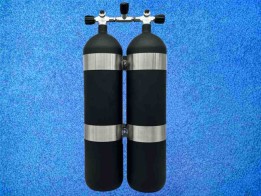 Doppel Tauchflasche 12L 232 Bar schwarz konkavem Boden
