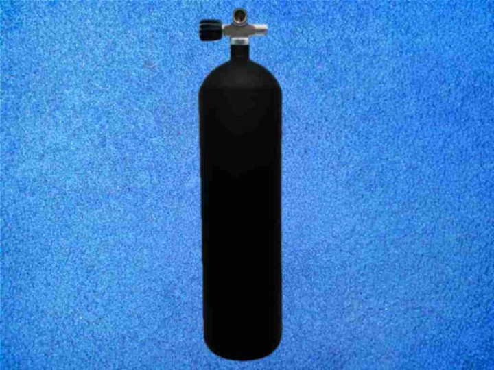 Tauchflasche 12 Liter Matt Schwarz konkav mit Brückenventil