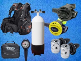 Tauchausrüstung Set mit ADV Jacket, Atemregler und 12 L Flasche