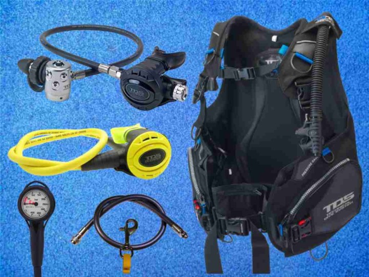 Tauchausrüstung mit ADV Jacket und Atemregler